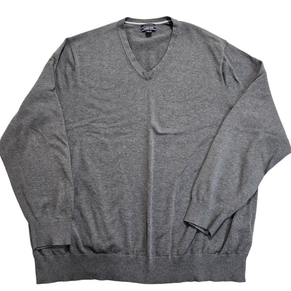 Lands' End Traditional Fit Men's V-neck Pullover Sweater 100% Supima Cotton 3XLT